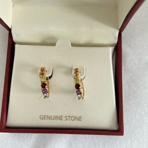 Mini-Hoop Genuine Stone Earrings.  NWT